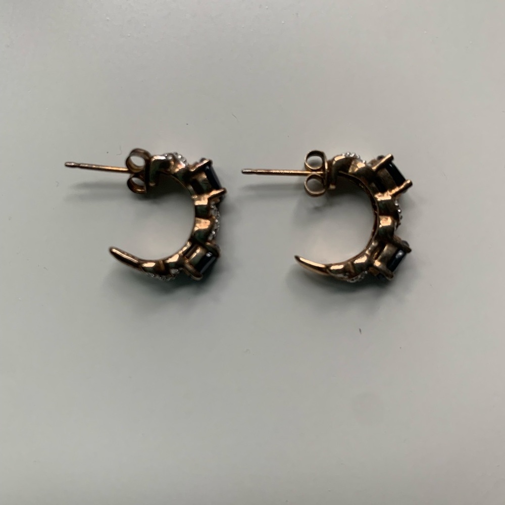 Vintage Sapphire and Diamond Earrings 💙 - Picture 3 of 4